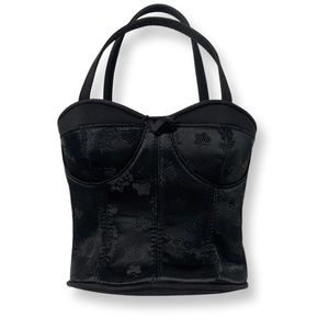 Vintage 90s Corset Purse in Black Metallic